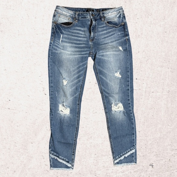 Miss Me Blue Ankle Cropped Distressed Jeans - Picture 1 of 4